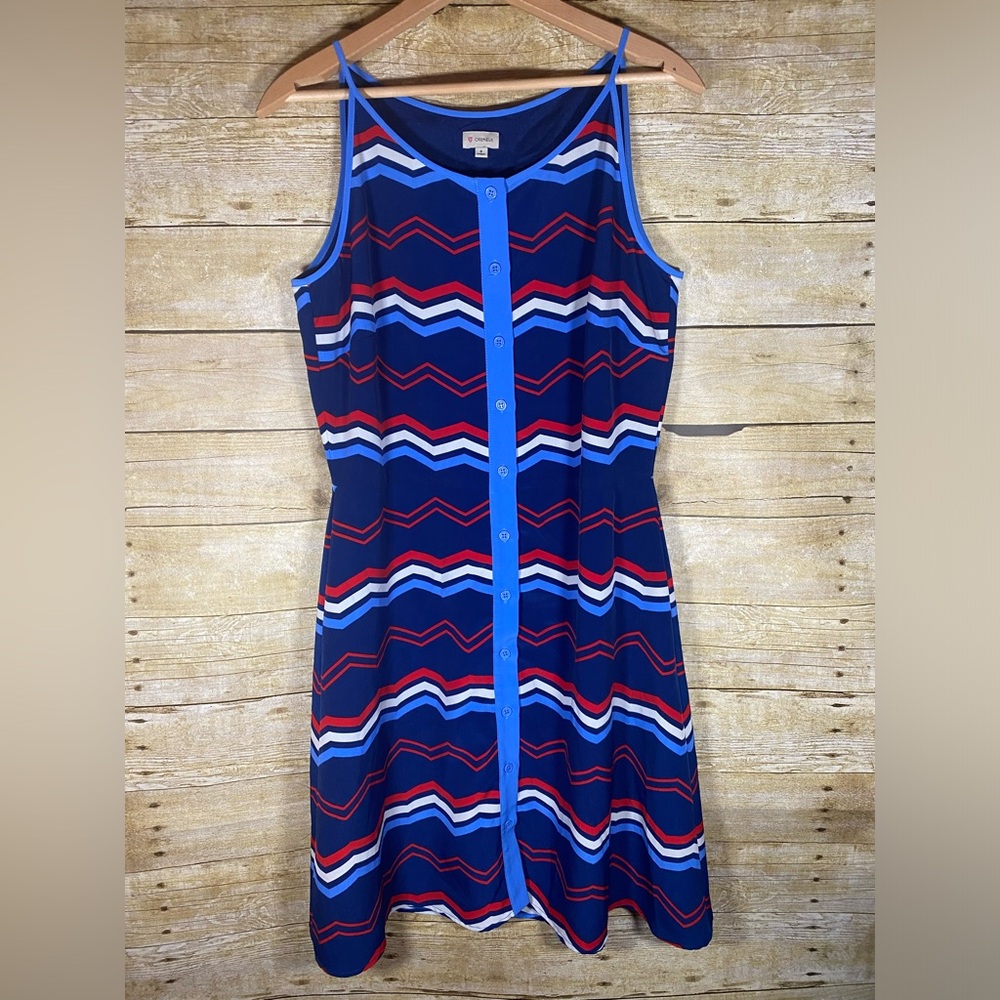 Cremieux Sz 8 Chevron Red White Blue Summer Dress